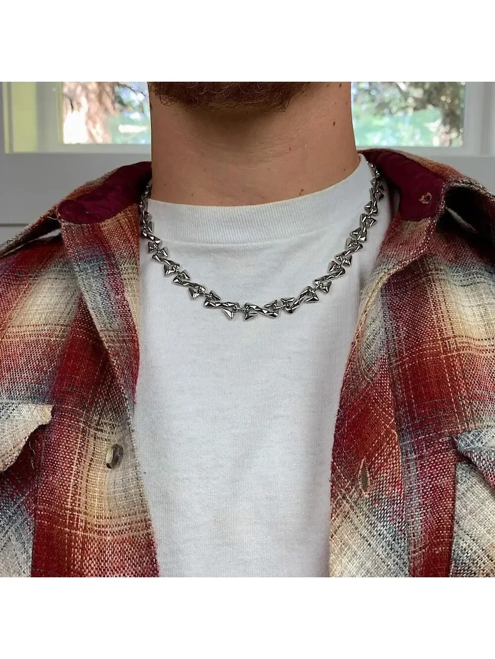 Vintage y2k style cyberpunk opium skater style pendant necklace chain